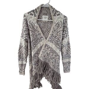 Abercrombie & Fitch Women's Cardigan Sweater Duster Length Open Front Gray Sz L